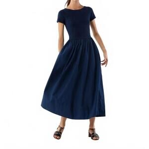 NEW ANN MASHBURN cosette midi dress in navy